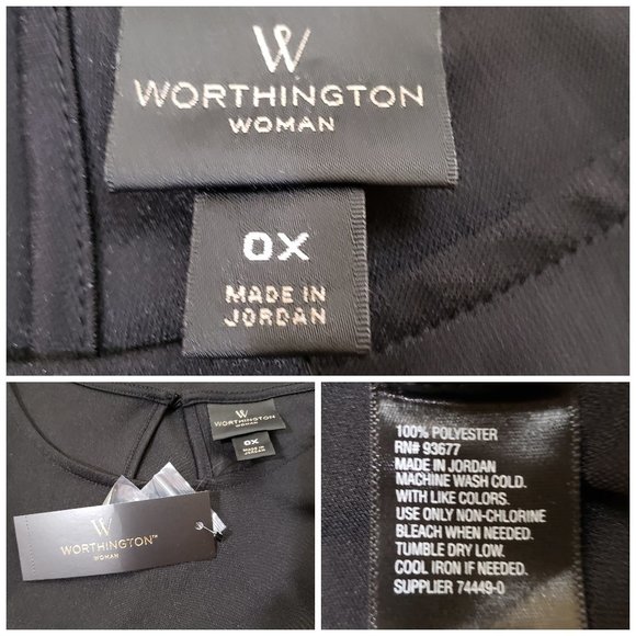 NWT Worthington Black Flounce Sleeve Top Size 0X - Picture 16 of 16